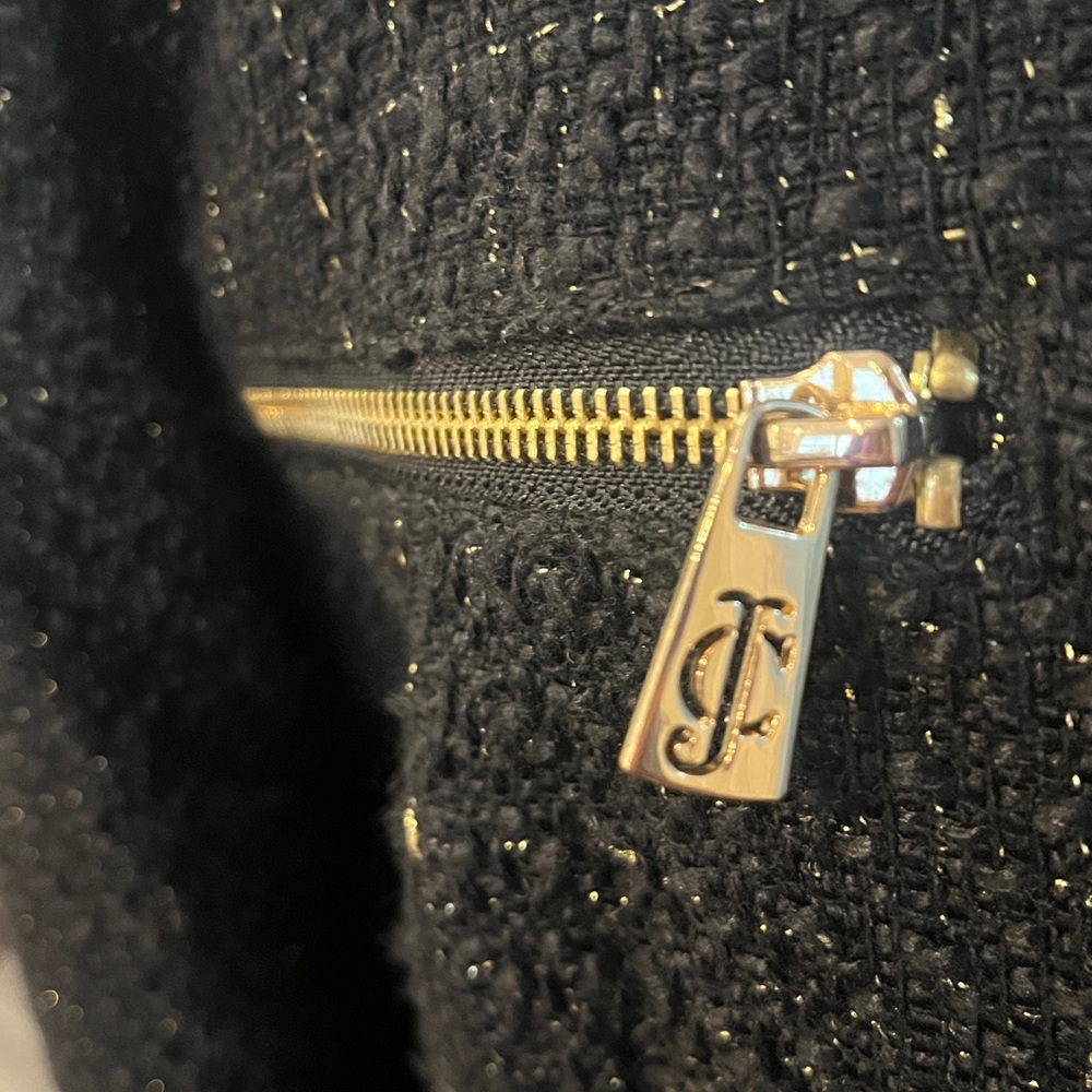 Juicy Couture Black Label Black/Gold & Metallic Tweed ‘Chanel’ Crop Jacket, L - Picture 8 of 13